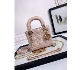 [DIOR - 디올] 디올 레이디백 양가죽 연핑크 미니 17CM